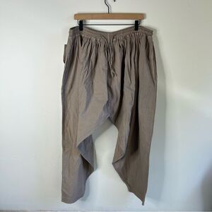 Taupe Harem Pant with Elastic Waistband and Tapered Fit Free Size 100% cotton